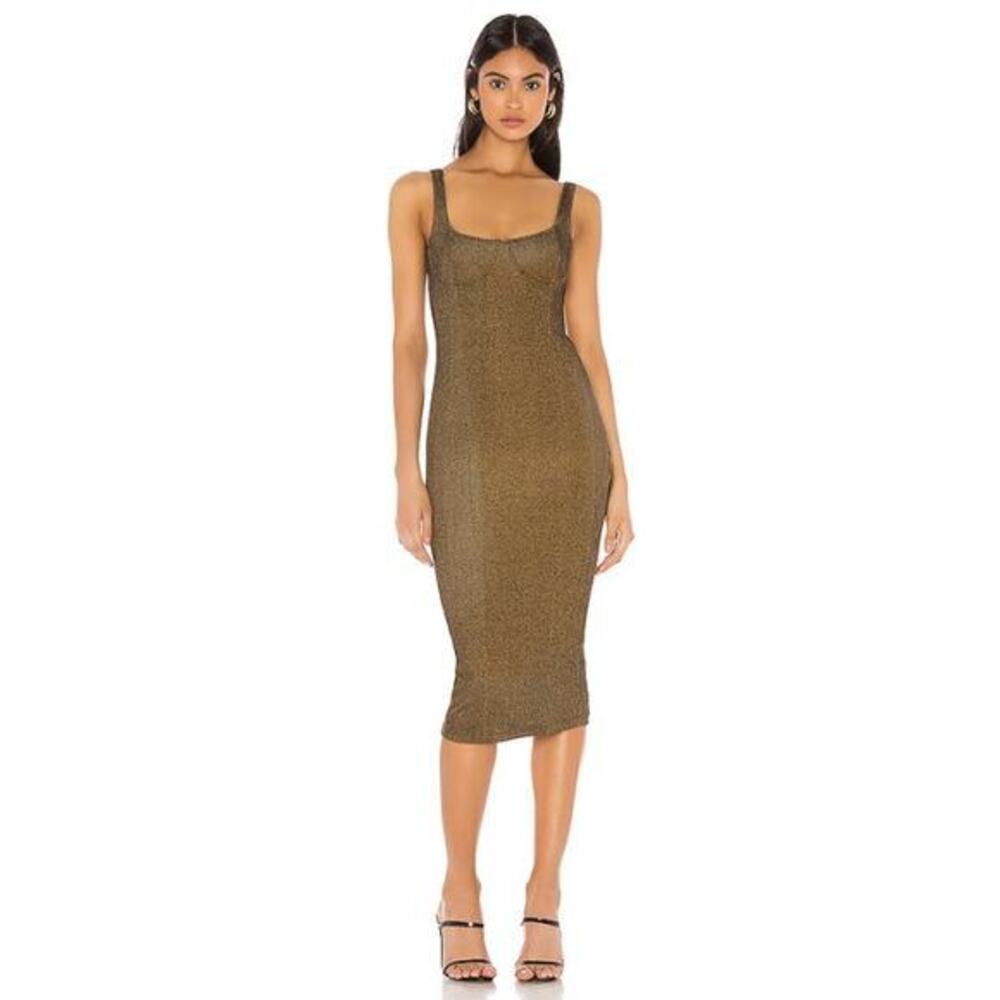 CAPULET Lola Bustier Bodycon Dress Women's Size Small Melange Speckled Gold